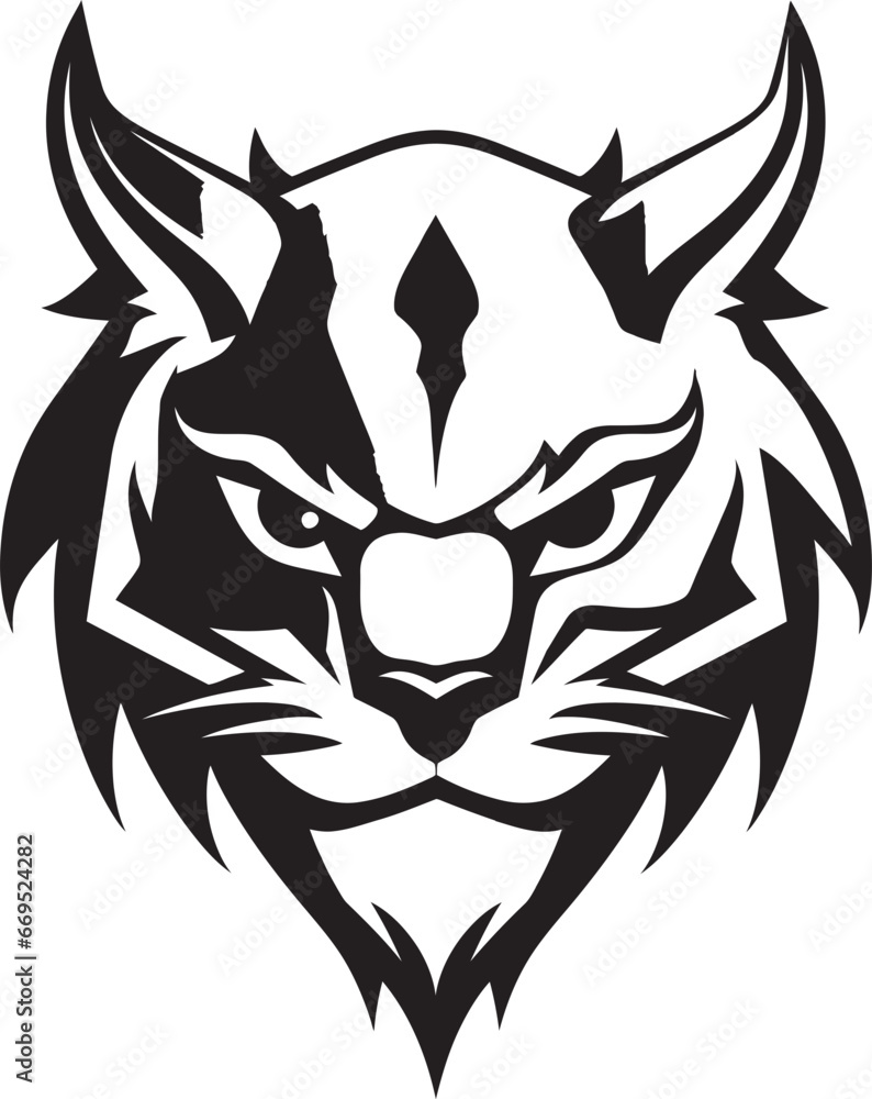 Fototapeta premium Iconic Lynx in Monochrome Vector Symbol Wild Beauty in Black Lynx Logo