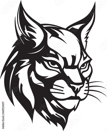 Wild Beauty in Black and White Monochrome Art Stalkers Serenity Lynx Vector Icon