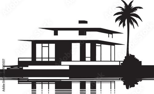 Real Estate Majesty Modern Villa Emblem Simplistic Luxury Living Black Vector Design