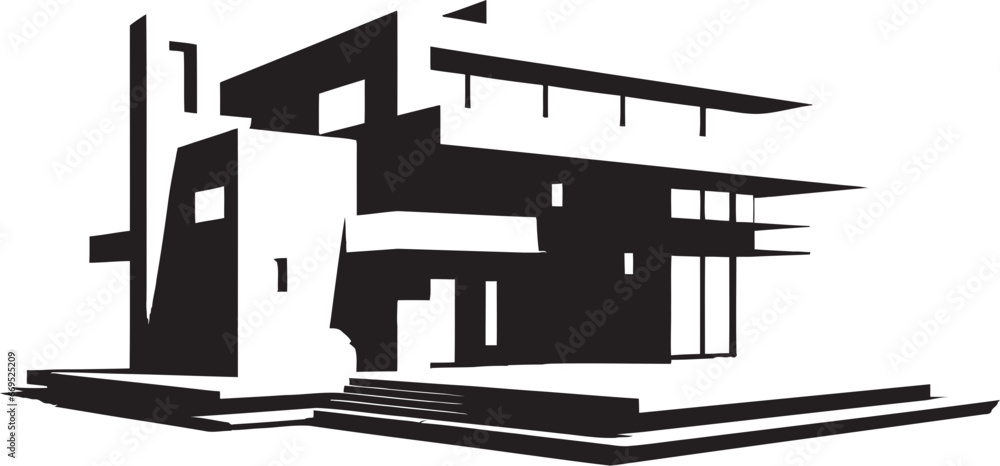 Luxury Living in Black and White Villa Icon Urban Estate Majesty Vector Realty Emblem