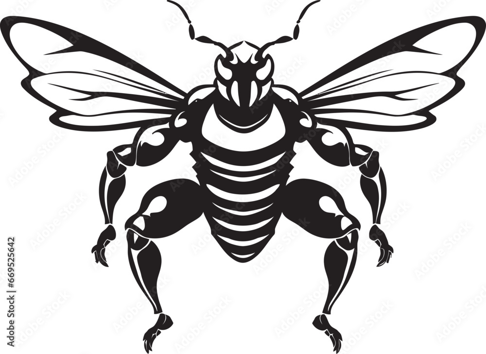 Obraz premium Warriors Serenity in Monochrome Logo Emblem Simplistic Sting Excellence Black Emblem