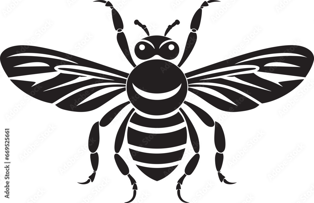 Obraz premium Elegant Insect Majesty Monochrome Emblem Powerful Hornet Silhouette Iconic Design