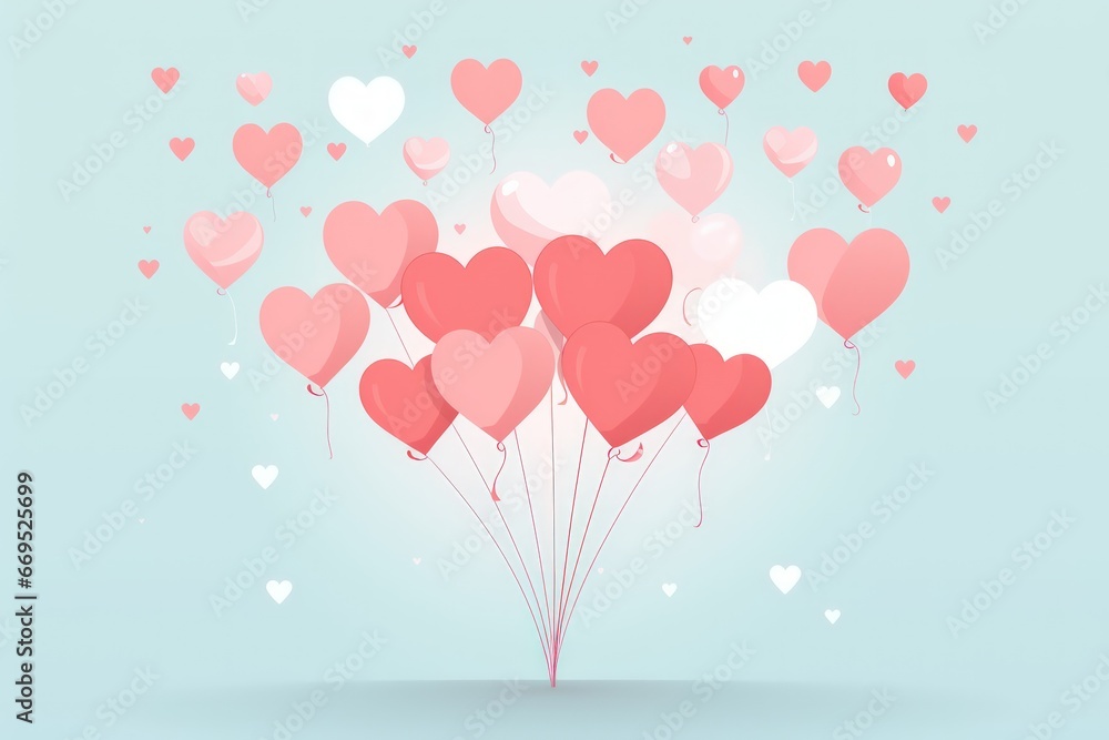 MInimal red heart on pastel background wedding or valentine card.