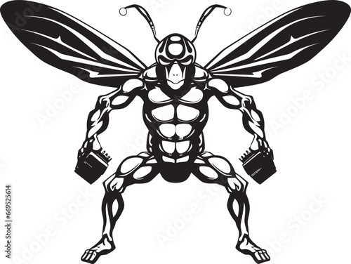 Regal Hornet Majesty Emblematic Logo Simplistic Beauty in Black Muscular Insect Icon