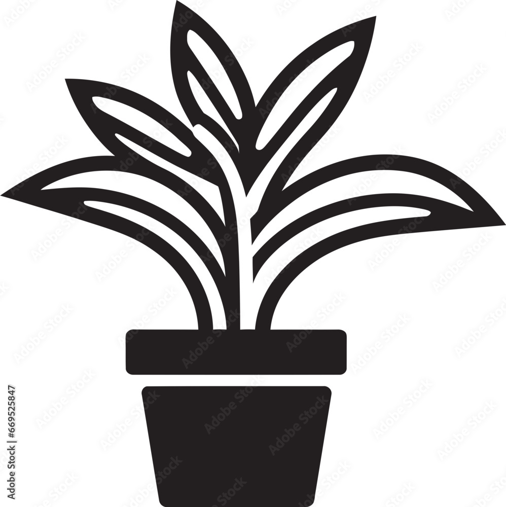 Emblematic Garden Oasis Monochromatic Icon Urban Growth in Monochrome Vector Pot Emblem Emblematic Garden Oasis Monochromatic Icon Urban Growth in Monochrome Vector Pot Emblem