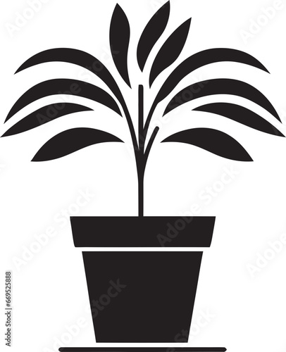 Sleek Oasis Icon Stylish Pottery Symbol Minimalist Garden Beauty Monochromatic Emblem