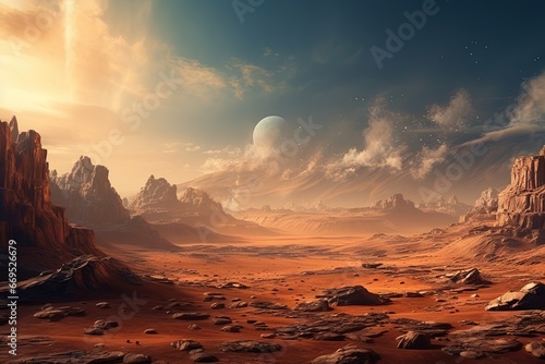 Paysage futuriste de Mars. IA g  n  rative  IA