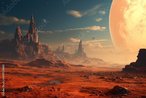 Paysage futuriste de Mars. IA g  n  rative  IA