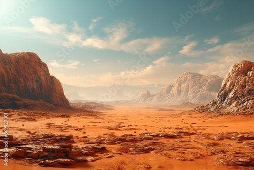 Paysage futuriste de Mars. IA générative, IA © MiniMaxi