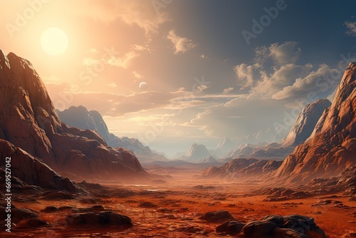 Paysage futuriste de Mars. IA générative, IA