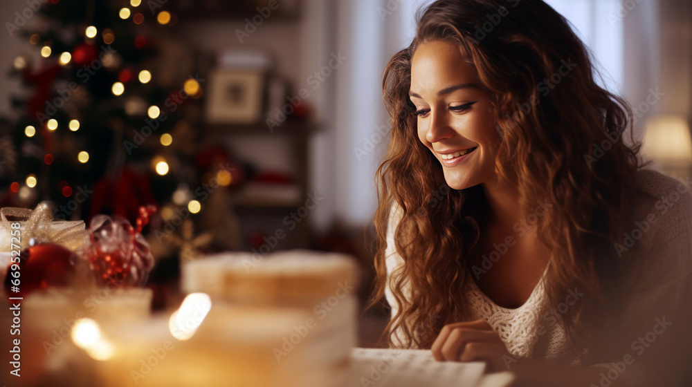 portrait of a woman with a candle in Christmas night portrait of a woman with a candle in Christmas night