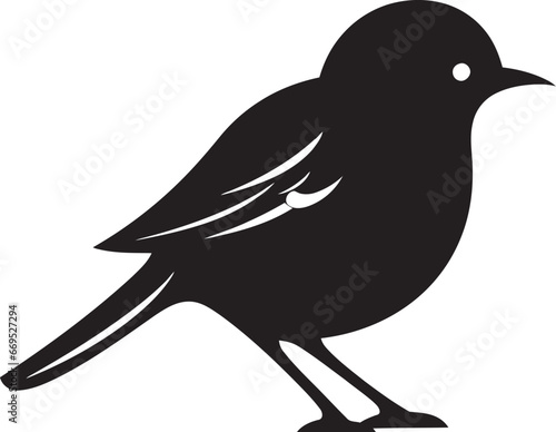 Melodic Flight Majesty Emblematic Design Robins Lyrical Elegance Monochromatic Logo