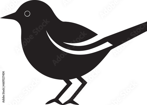 Lyrical Charm of the Robin Stylish Emblem Simplistic Beauty in Black Monochrome Bird Symbol