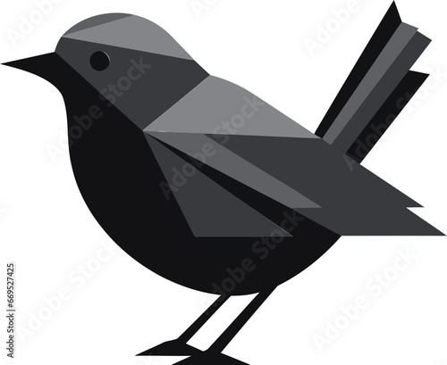 Elegance in Black and White Robin Logo Lyrical Serenity Majesty Monochrome Emblem