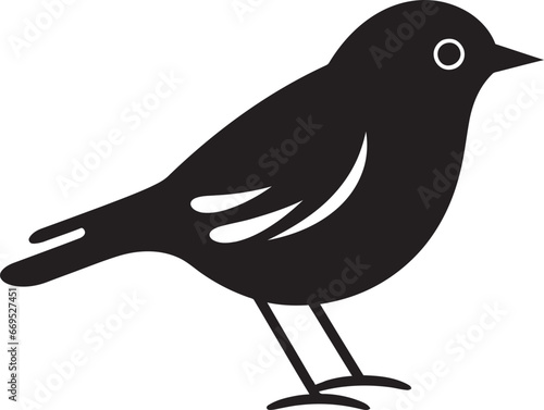 Lyrical Charm of the Woodlands Emblematic Bird Icon of Birdsong Beauty Monochromatic Symbol