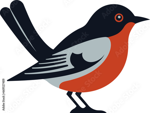 Lyrical Charm of the Forest Robin Silhouette Icon Feathered Serenity in Black Robin Silhouette Icon