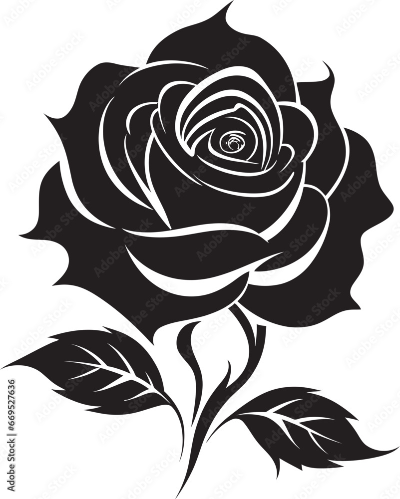 Blossom in Monochrome Iconic Rose Art Elegance in Simplicity Emblematic Symbol
