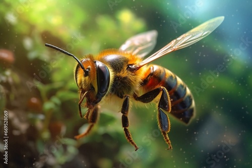 Daytime footage of a bee. Generative AI © Astraea