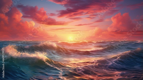Sunset over the sea photo