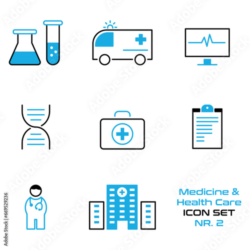 Medizin, Krankenhaus, Gesundheit - Icon Set, Symbole