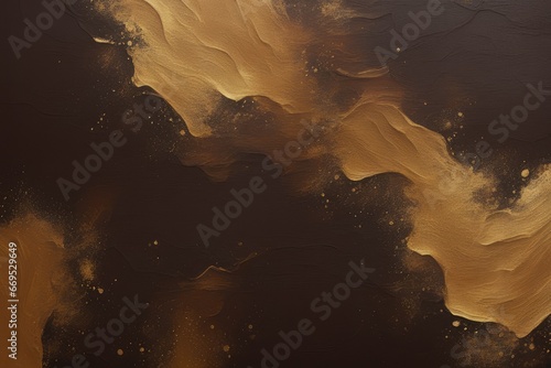 abstract dark brown and gold painting on canvas background texture © ramses
