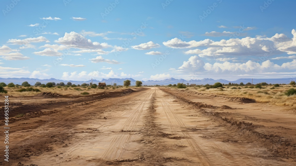 Outdoor construction dirt road earthwork and sky landscape