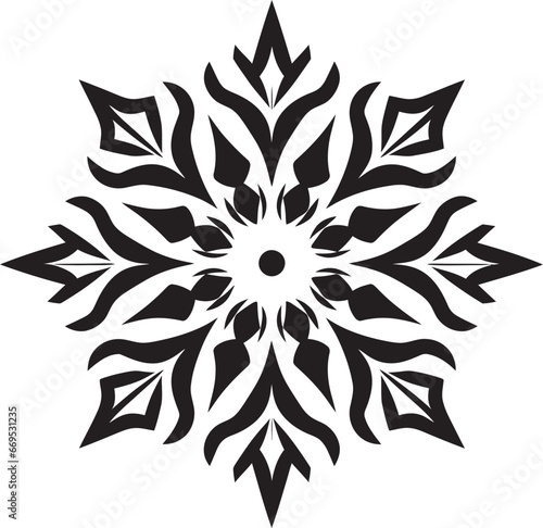 Ice Crystal Majesty in Simplicity Vector Snowflake Iconic Crystal Beauty Monochromatic Design