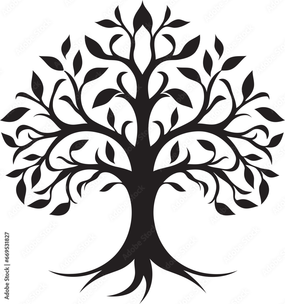 Arboreal Majesty Black Tree Logo Silhouette Symbol of Growth Monochrome Tree Icon