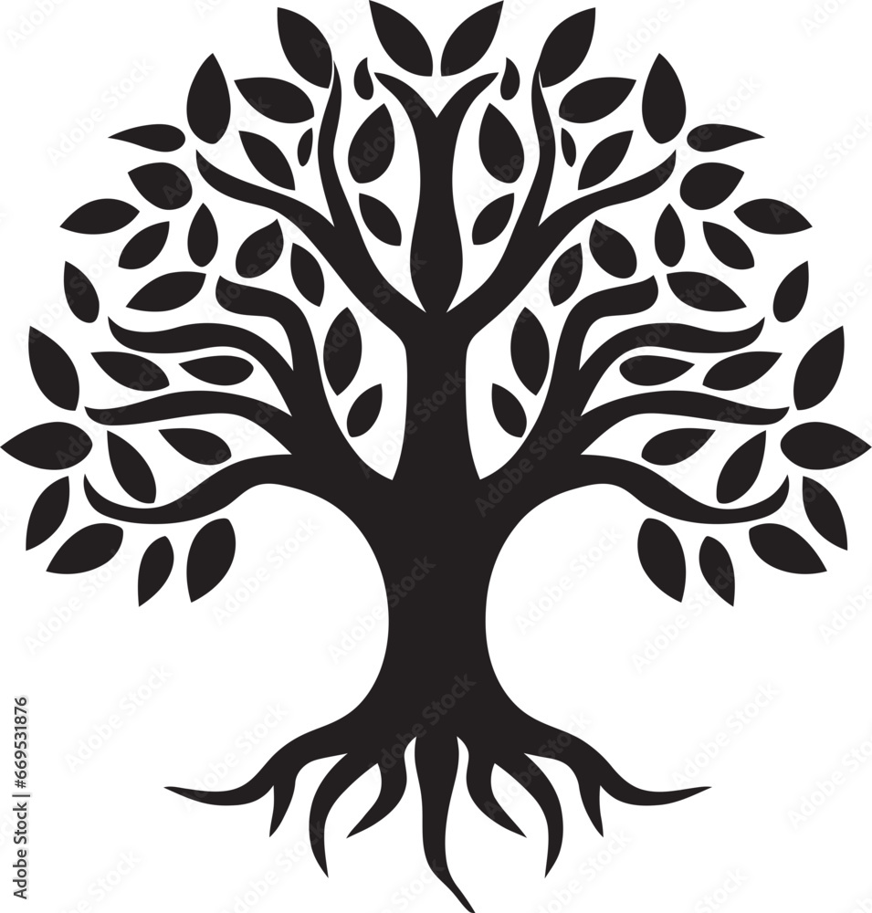 Obraz premium Iconic Branch Beauty Monochromatic Design Timeless Tree Excellence Black Logo Art