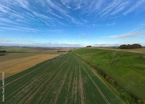 A panoramic view of the Marlborough Downs in Wiltshire  UK
