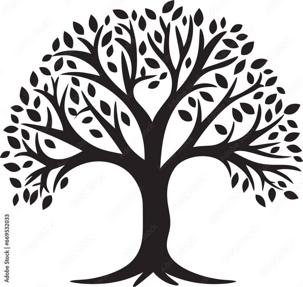 Symbol of Forests Excellence Tree Vector Icon Leafy in Monochrome Emblematic Tree Art