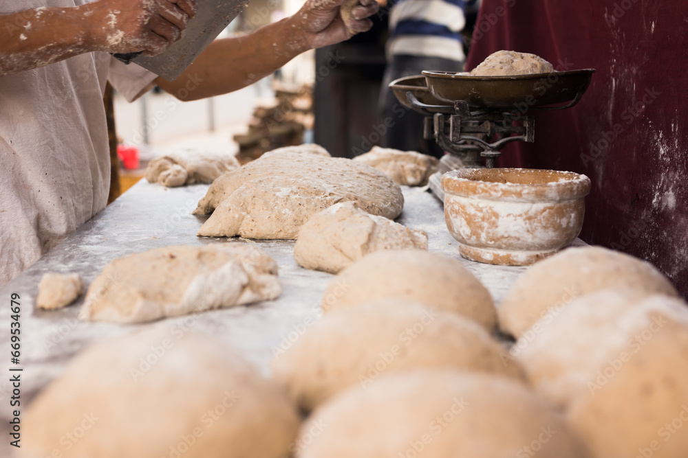 Yeast dough in the form of loaves waiting to be cooked Yeast dough in the form of loaves waiting to be cooked