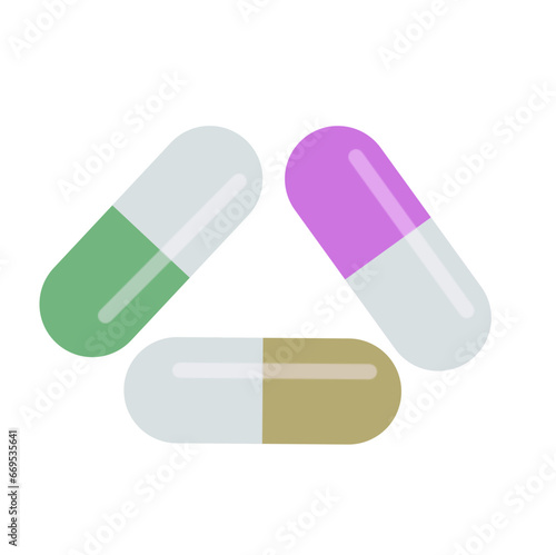 Set of capsule pills isolated on white background. Vector illustration