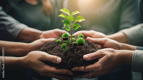 Global Unity: Business Leaders Join Hands for Sustainable Growth and Environmental Stewardship. Double Exposure of Corporate Team Embracing Earth, Promoting Collaboration, Diversity, and a Greener Fut