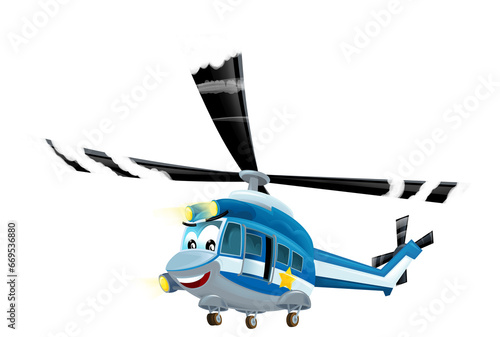 cartoon happy helicopter machine on white background - illustration for children