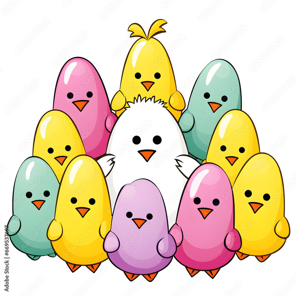 cartoon clipart of Peeps, easter clipart, celebration clipart, transparent background, isolated