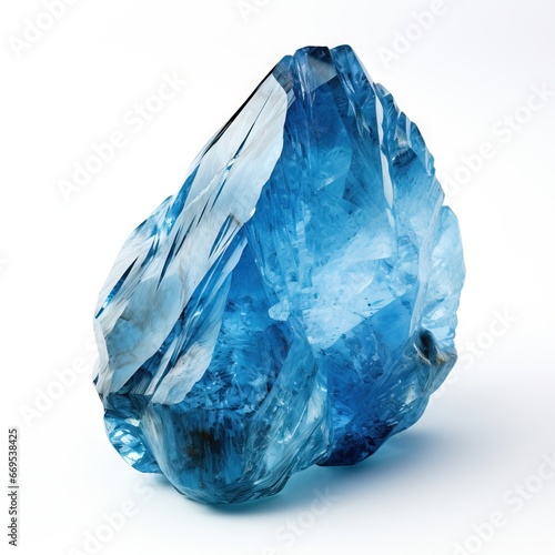Une pierre bleue cristalline apaisante et lissée isolée sur fond blanc. IA générative, IA