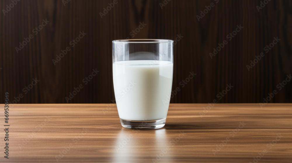 Glass of milk on a wooden background Glass of milk on a wooden background