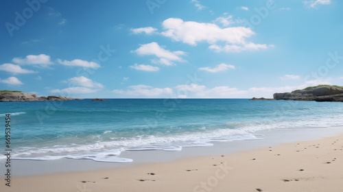 A tranquil beach with sand stretching for miles