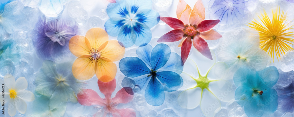 frost colorful flowers background frost colorful flowers background