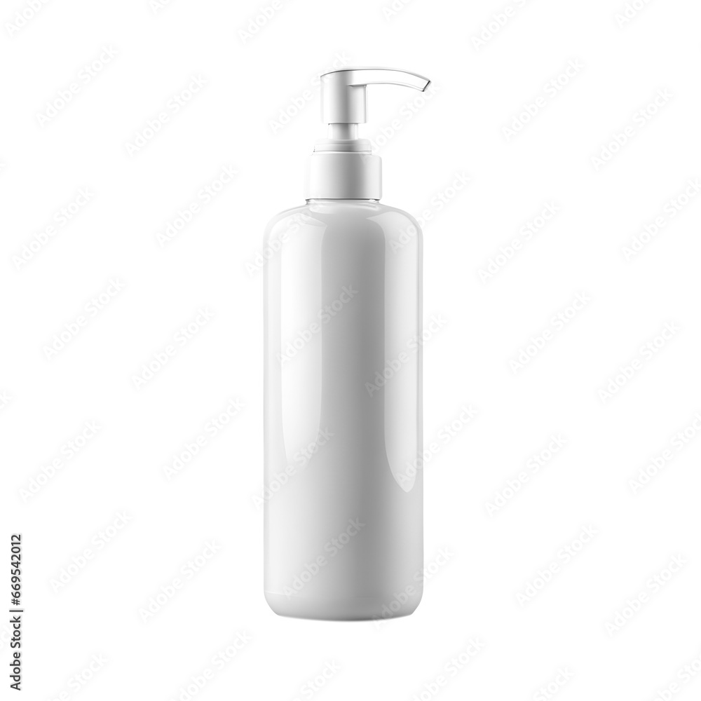 Plastic cosmetic bottle with dispenser pump isolated Plastic cosmetic bottle with dispenser pump isolated