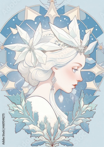 vinted motiv of an icequeen, suitable for christmas greeting cards - ai-generated photo