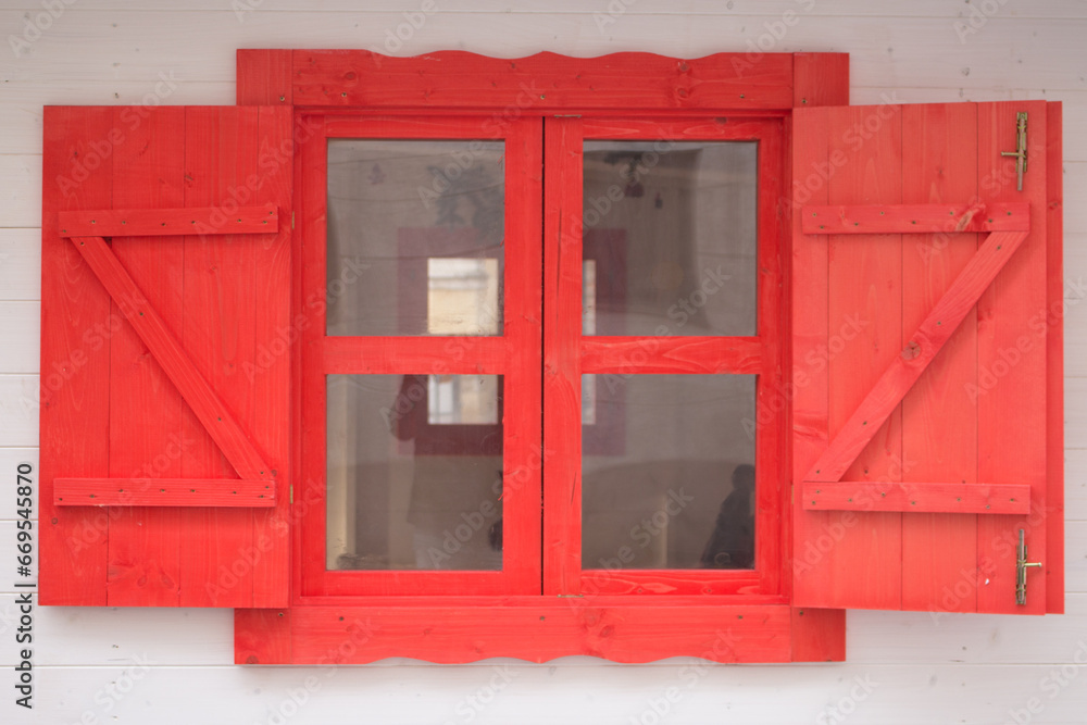 open red wooden window open red wooden window