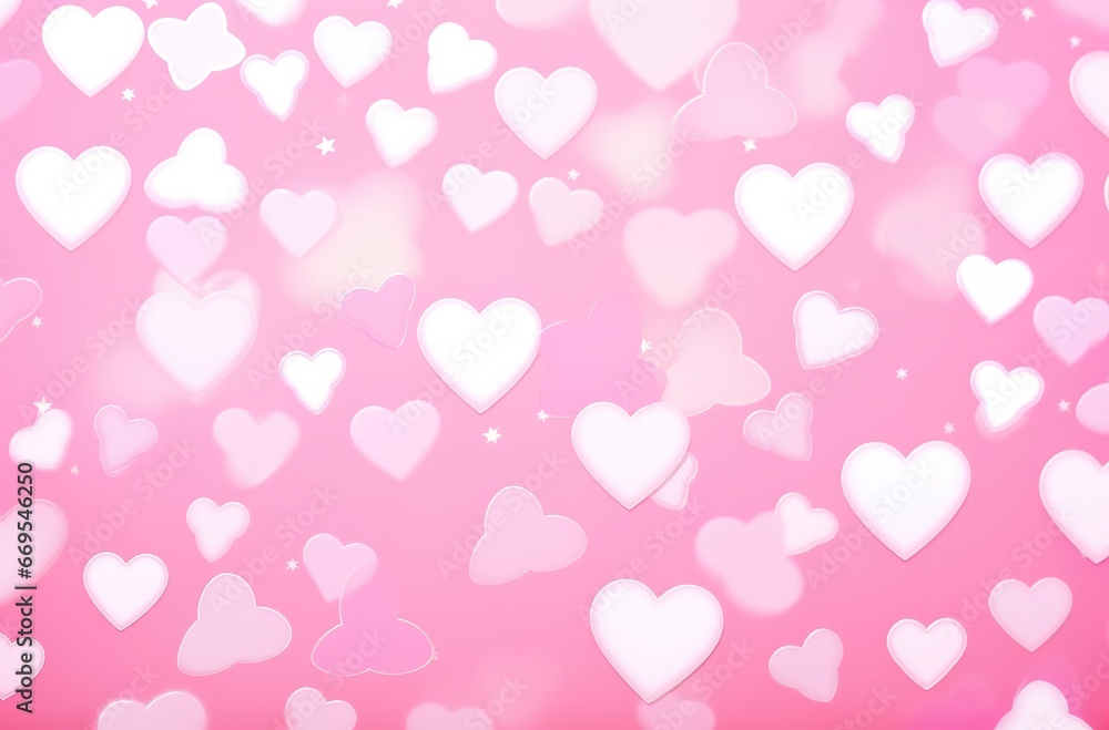 Background of Valentine's day concept. Valentines day card with pink hearts wallpaper. Generative AI