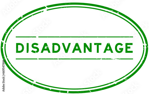 Grunge green disadvantage word rubber seal stamp on white background