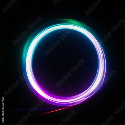 Abstract neon light glowing swirl background elegant glowing circle.