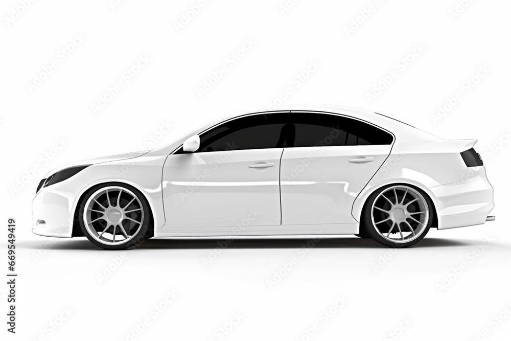 Contemporary car profile isolated on white. Generative AI