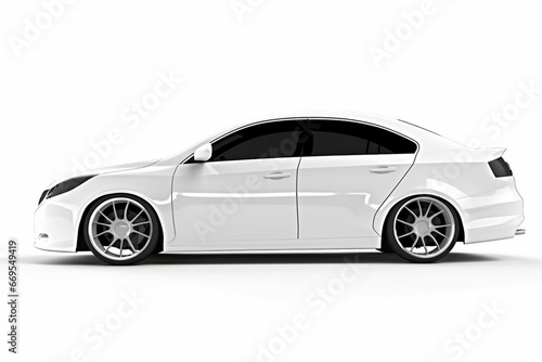 Contemporary car profile isolated on white. Generative AI