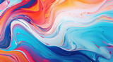 Background with liquid colored swirls and dye blends that flows from top to bottom. Fluid art acrylic texture with colorful waves, mixing paint effect.