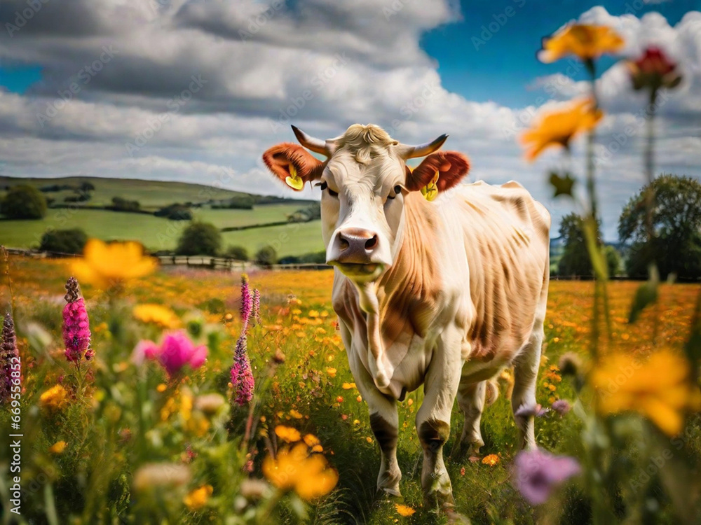 Animal farm, cow photography, generative ai